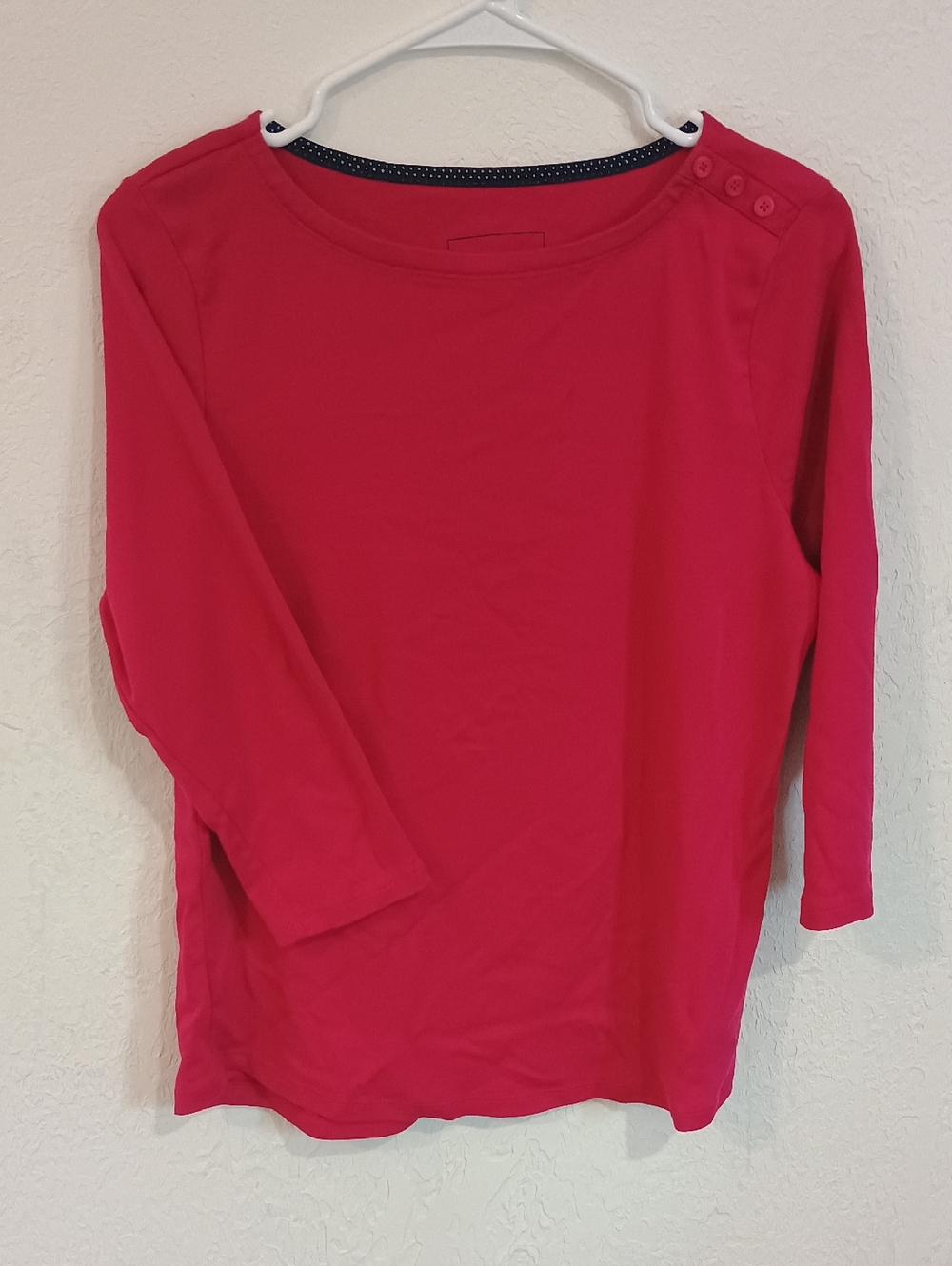 Charter Club Boatneck 3/4 Sleeve Top - Hot Pink
